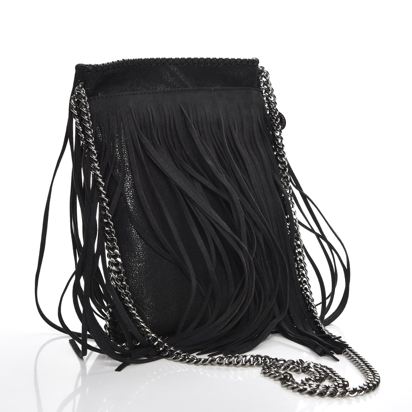 Shaggy Deer Fringe Flat Crossbody Black