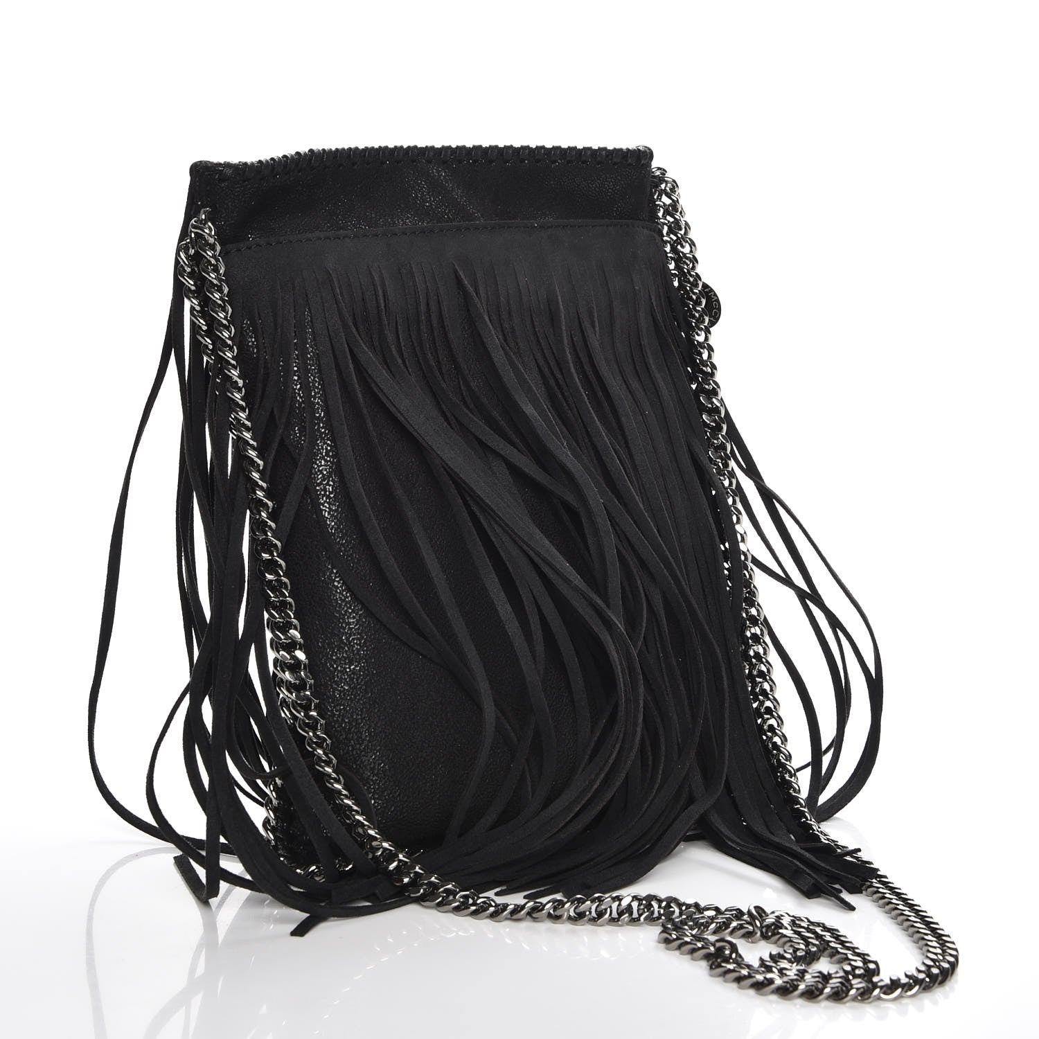 Stella McCartney Shaggy Deer Fringe Flat Crossbody Black 3 of 8