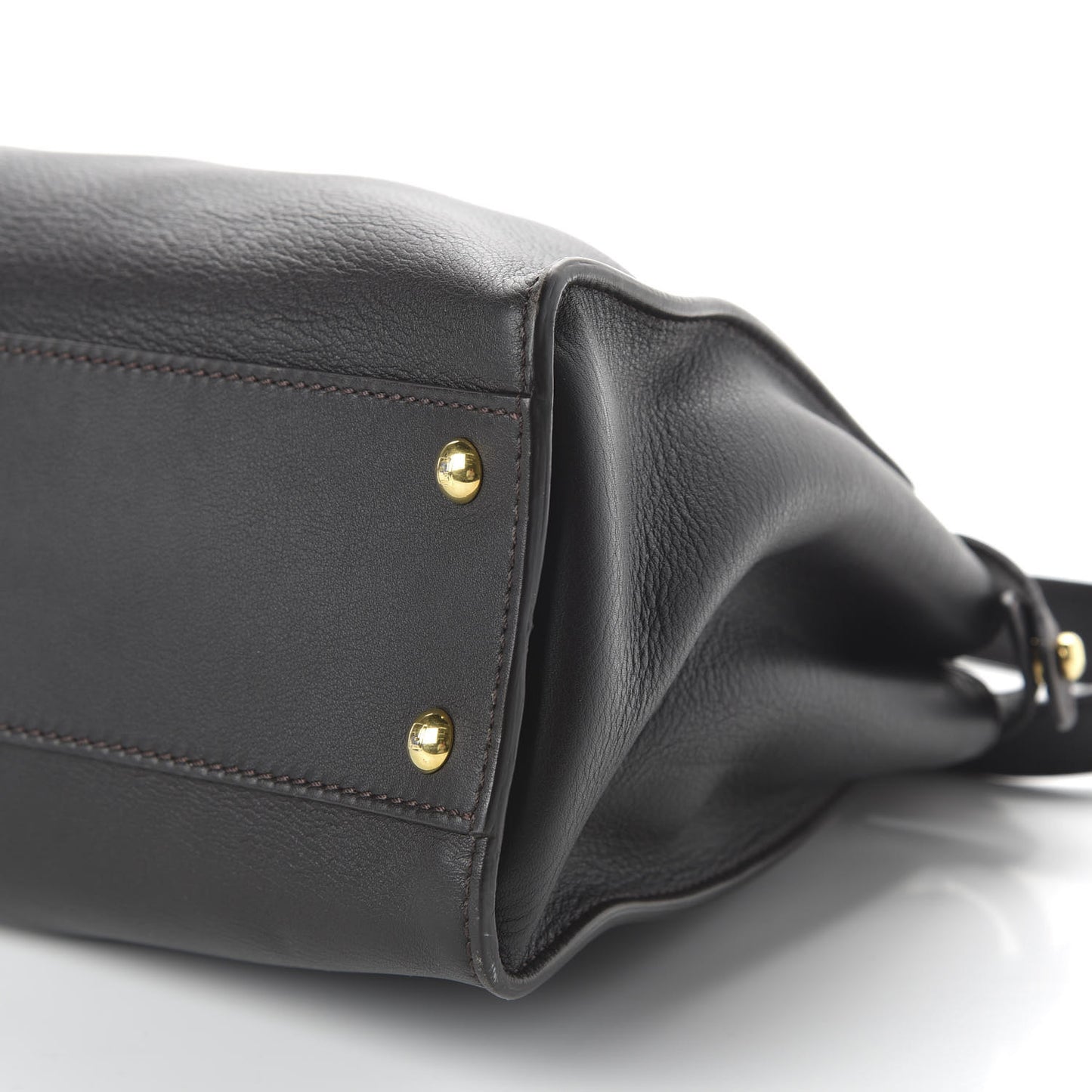 ENDI Vitello Seta Shiny Nappa Medium Peekaboo Iconic Satchel Dark Brown Purple