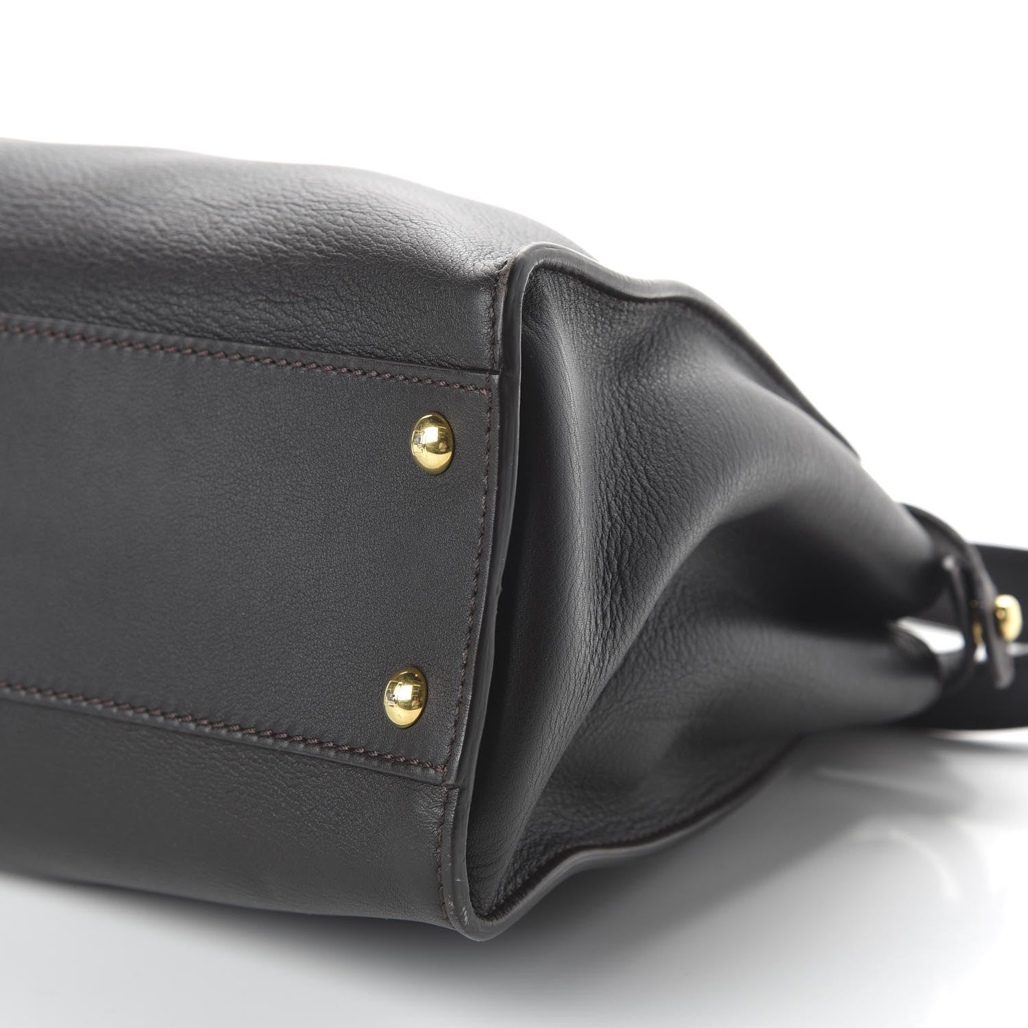 Fendi ENDI Vitello Seta Shiny Nappa Medium Peekaboo Iconic Satchel Dark Brown Purple 7 of 9
