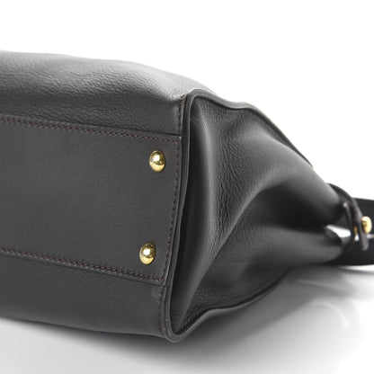 Fendi ENDI Vitello Seta Shiny Nappa Medium Peekaboo Iconic Satchel Dark Brown Purple 7 of 9