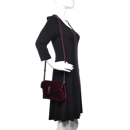 Saint Laurent Velvet Y Quilted Monogram Toy Loulou Crossbody Bag French Burgundy 2 of 9