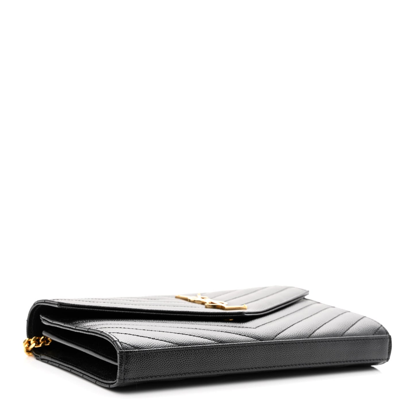 Grain De Poudre Matelasse Chevron Monogram Chain Wallet Black
