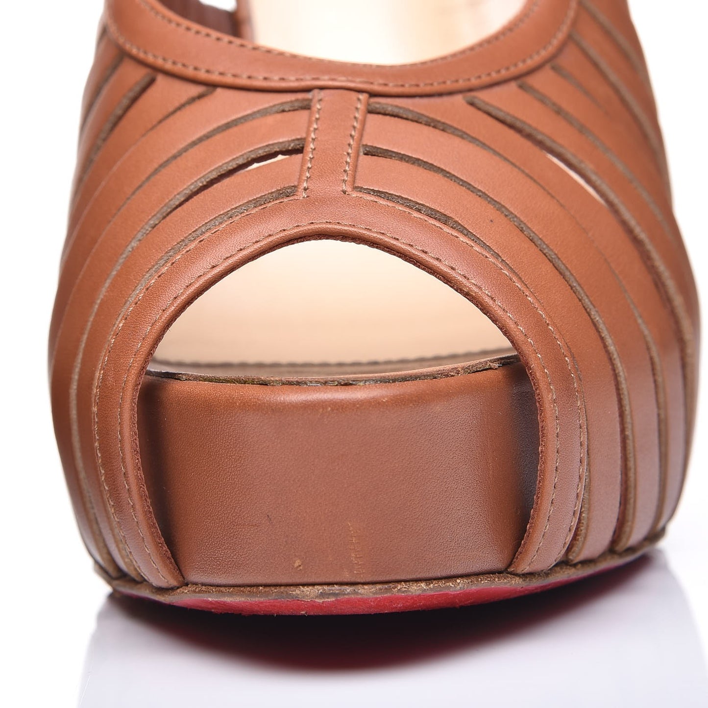 Calfskin Slingback Platform Pumps 37.5 Brown