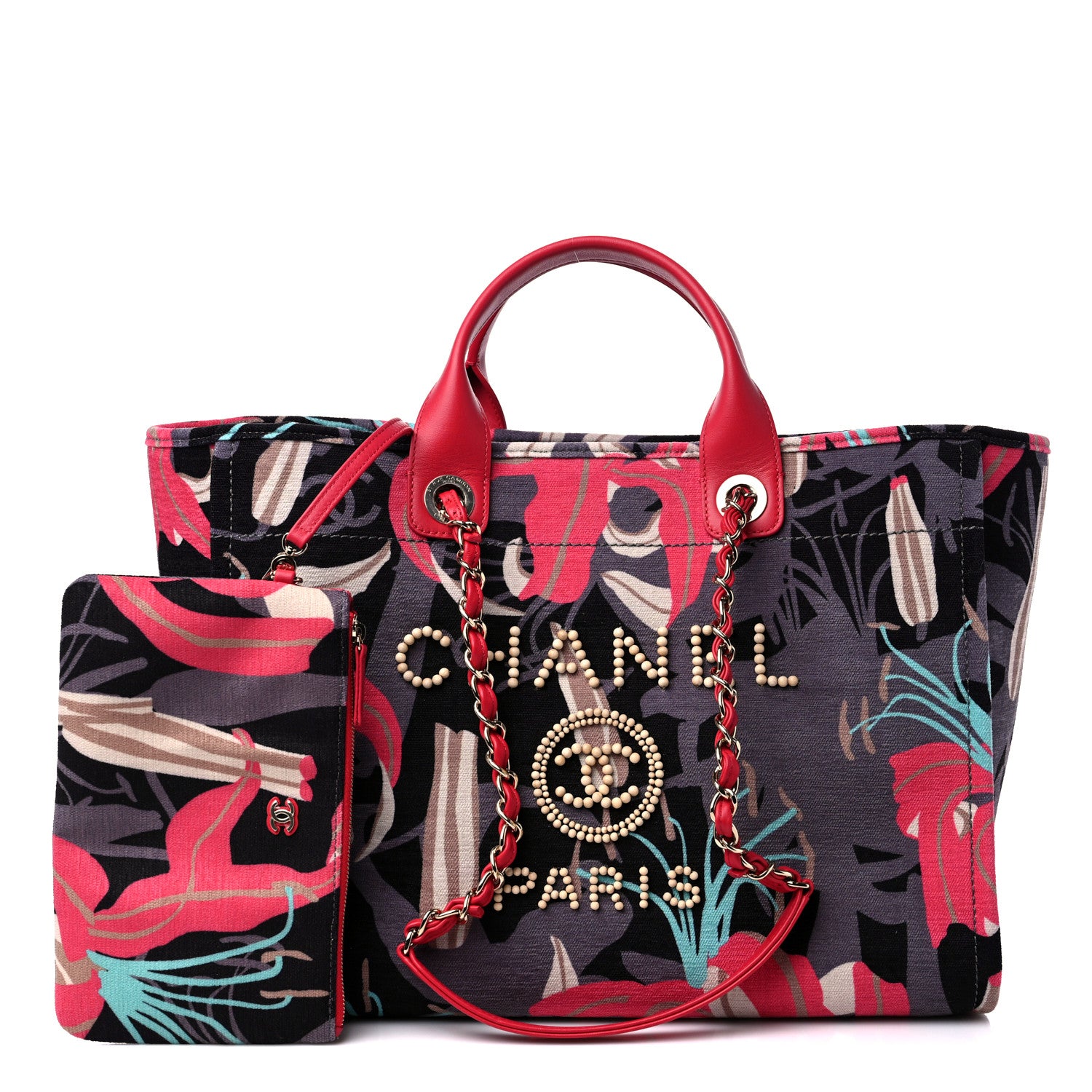 Chanel Velvet Calfskin Medium Deauville Tote Pink Multicolor 1 of 10