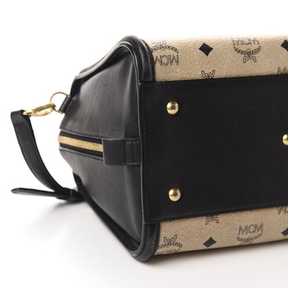 MCM Visetos Top Handle Satchel Beige 6 of 12