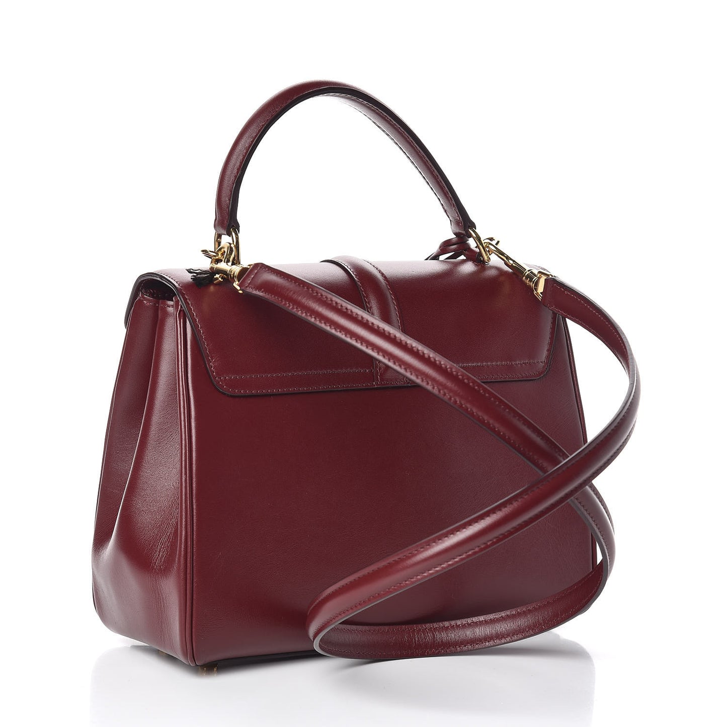 Satinated Calfskin Small 16 Top Handle Bag Light Burgundy