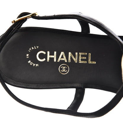 Chanel Lambskin Camellia Thong Sandals 41 Black White 6 of 10