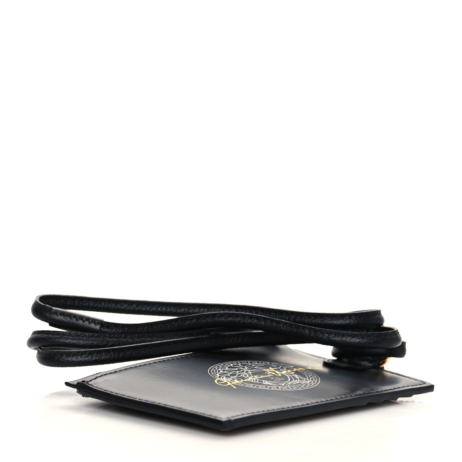 Versace Calfskin Logo Medusa Lanyard Wallet Black 4 of 6