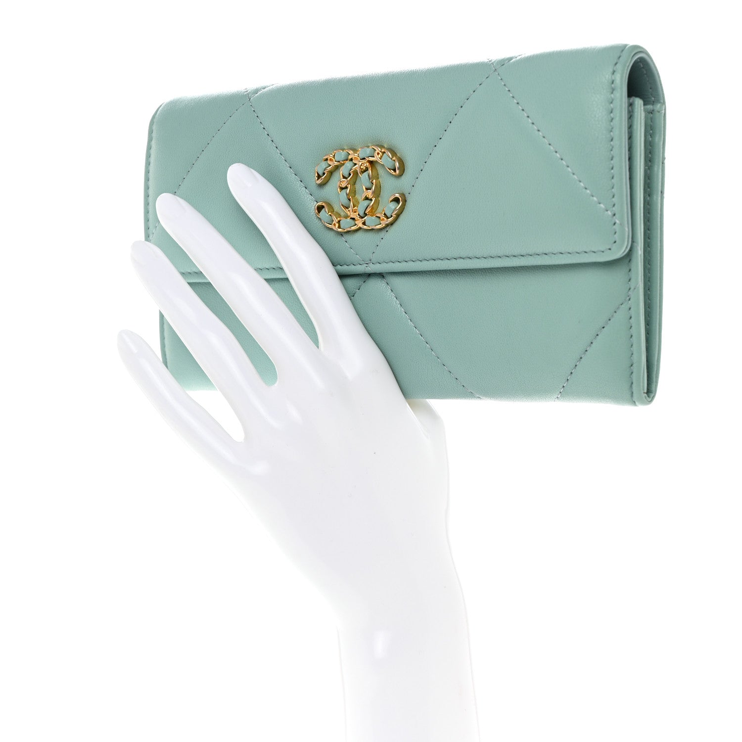 Chanel Lambskin Quilted Chanel 19 Flap Wallet Light Blue 2 of 8