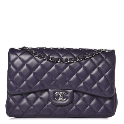 Chanel Lambskin Quilted Jumbo Double Flap Dark Purple 1 of 13