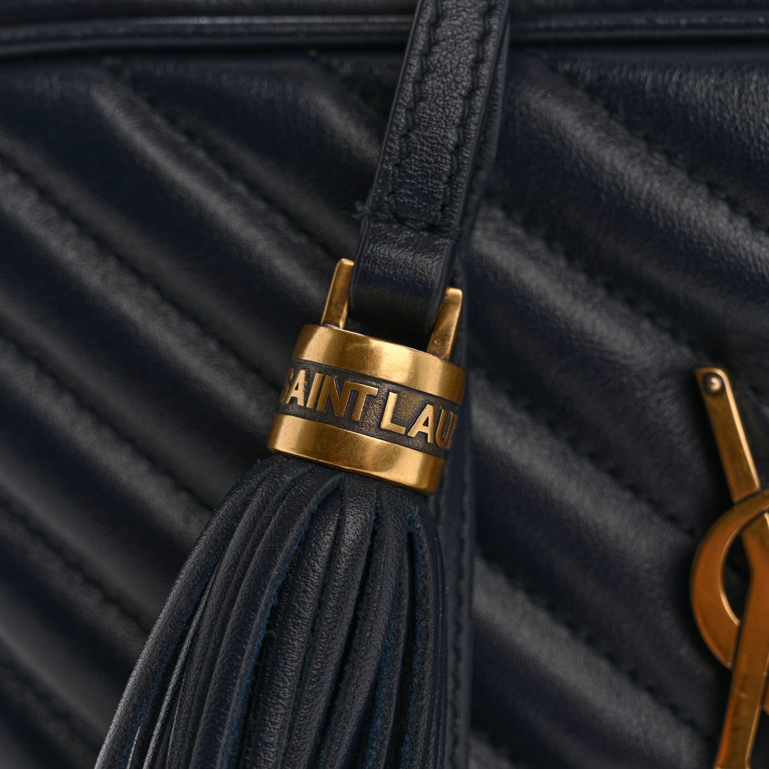 Saint Laurent Calfskin Matelasse Monogram Lou Camera Bag Navy 13 of 15