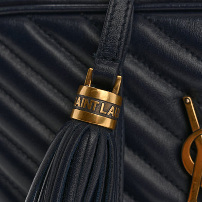 Saint Laurent Calfskin Matelasse Monogram Lou Camera Bag Navy 13 of 15