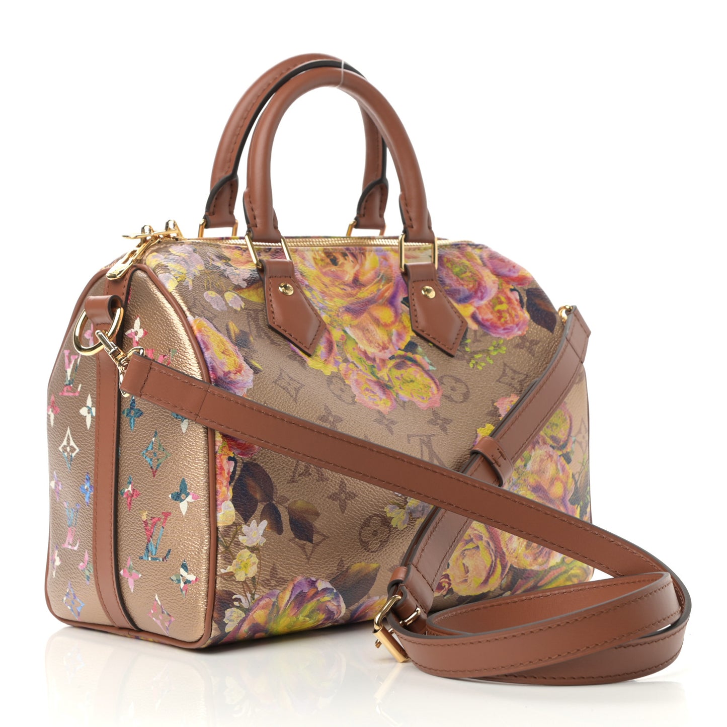 Metallic Monogram LV Garden Speedy Bandouliere 25 Gold