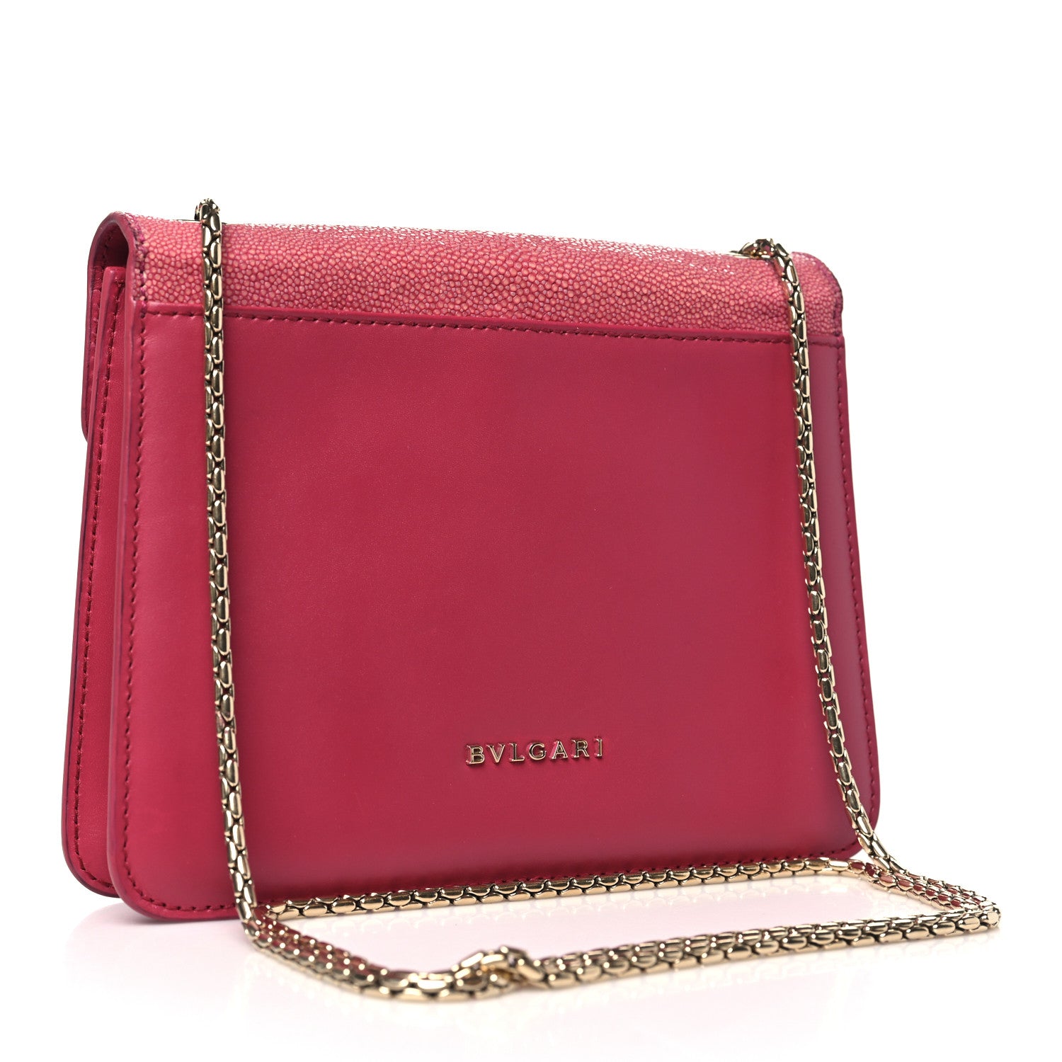 Bulgari Calfskin Galuchat Serpenti Forever Crossbody Bag Pink 3 of 11