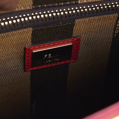 Fendi Vitello Morgan Fabric Jacquard Pequin Medium Peekaboo Iconic Satchel Mattone Tobacco Black 8 of 12