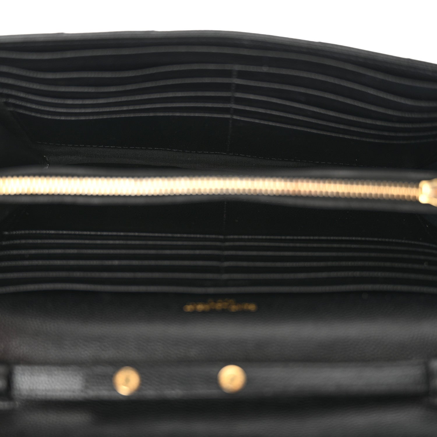 Saint Laurent Grain De Poudre Matelasse Chevron Monogram Chain Wallet Black 5 of 13