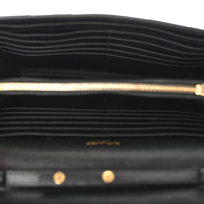 Saint Laurent Grain De Poudre Matelasse Chevron Monogram Chain Wallet Black 5 of 13