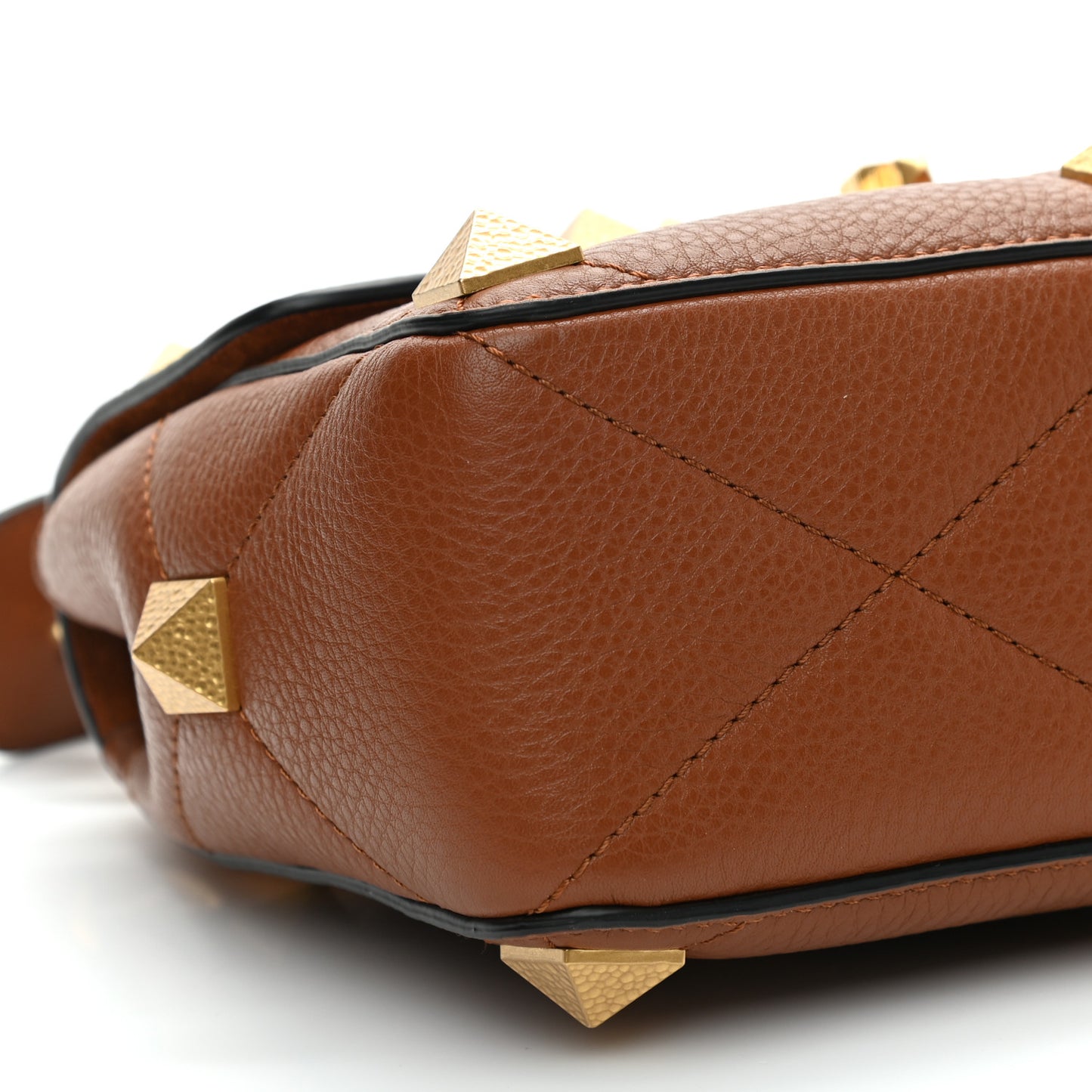 Grained Calfskin Medium Roman Stud Shoulder Bag Selleria