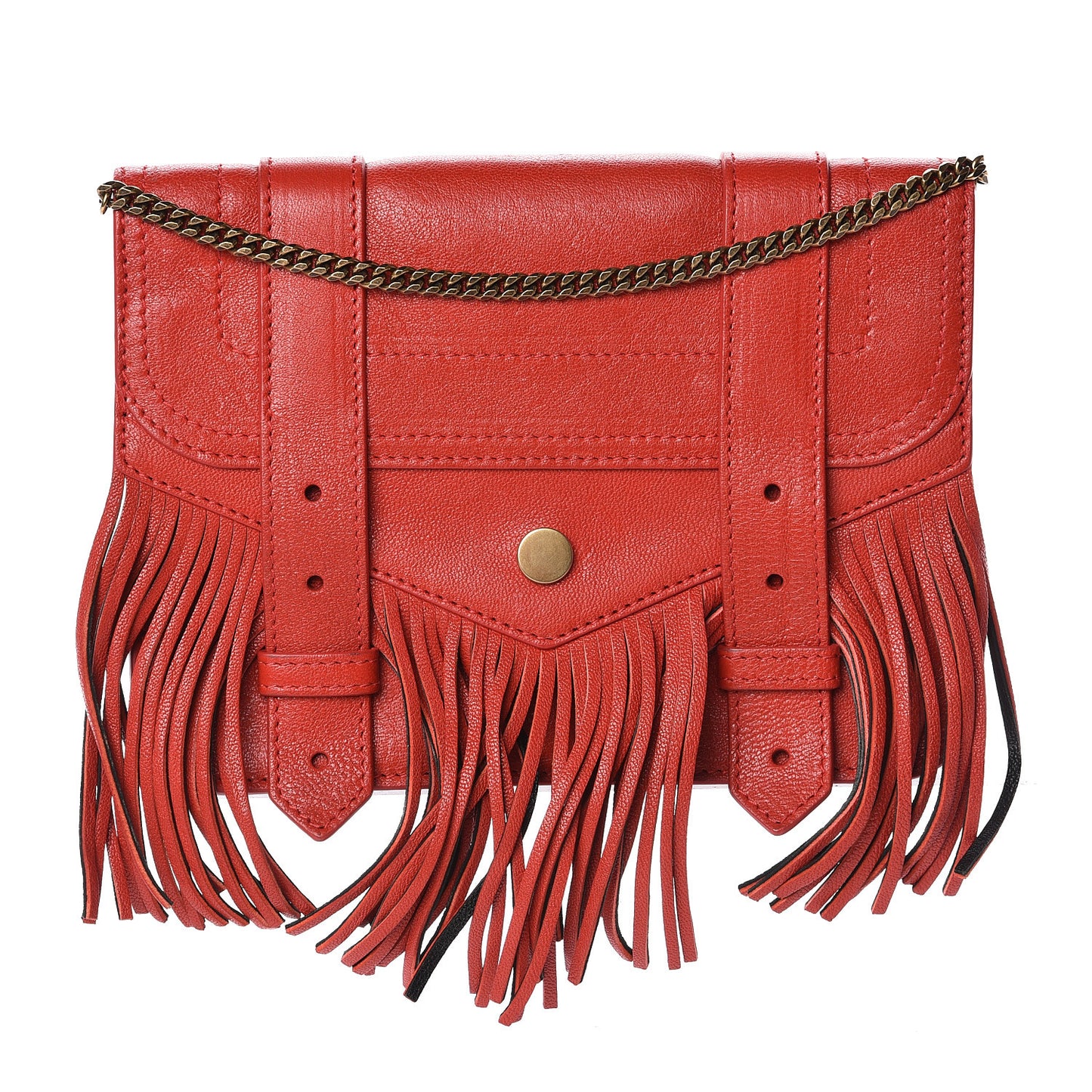 Lambskin PS1 Fringe Chain Wallet Red