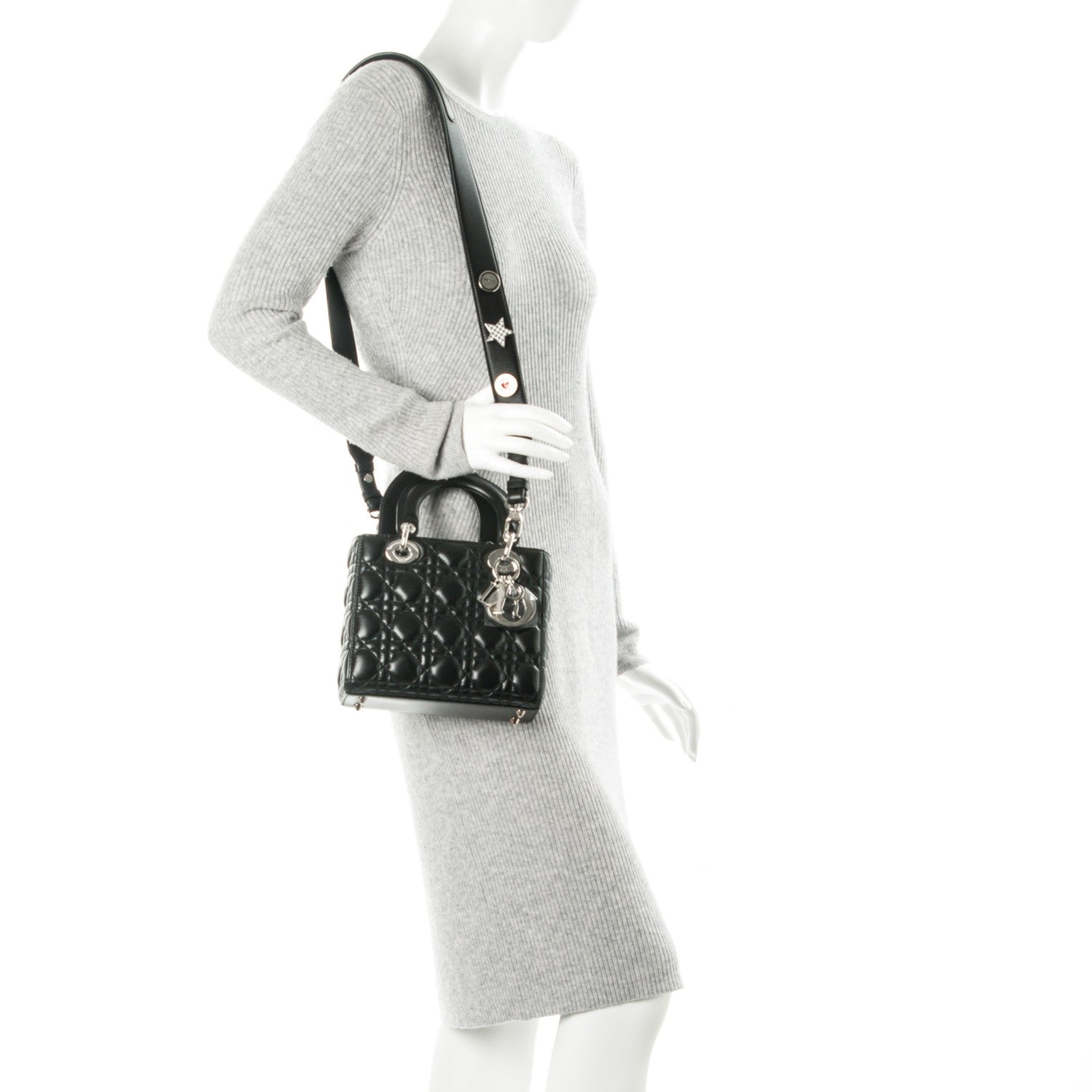 Christian Dior Lambskin Cannage Small Lucky Badges My Lady Dior Black 2 of 6
