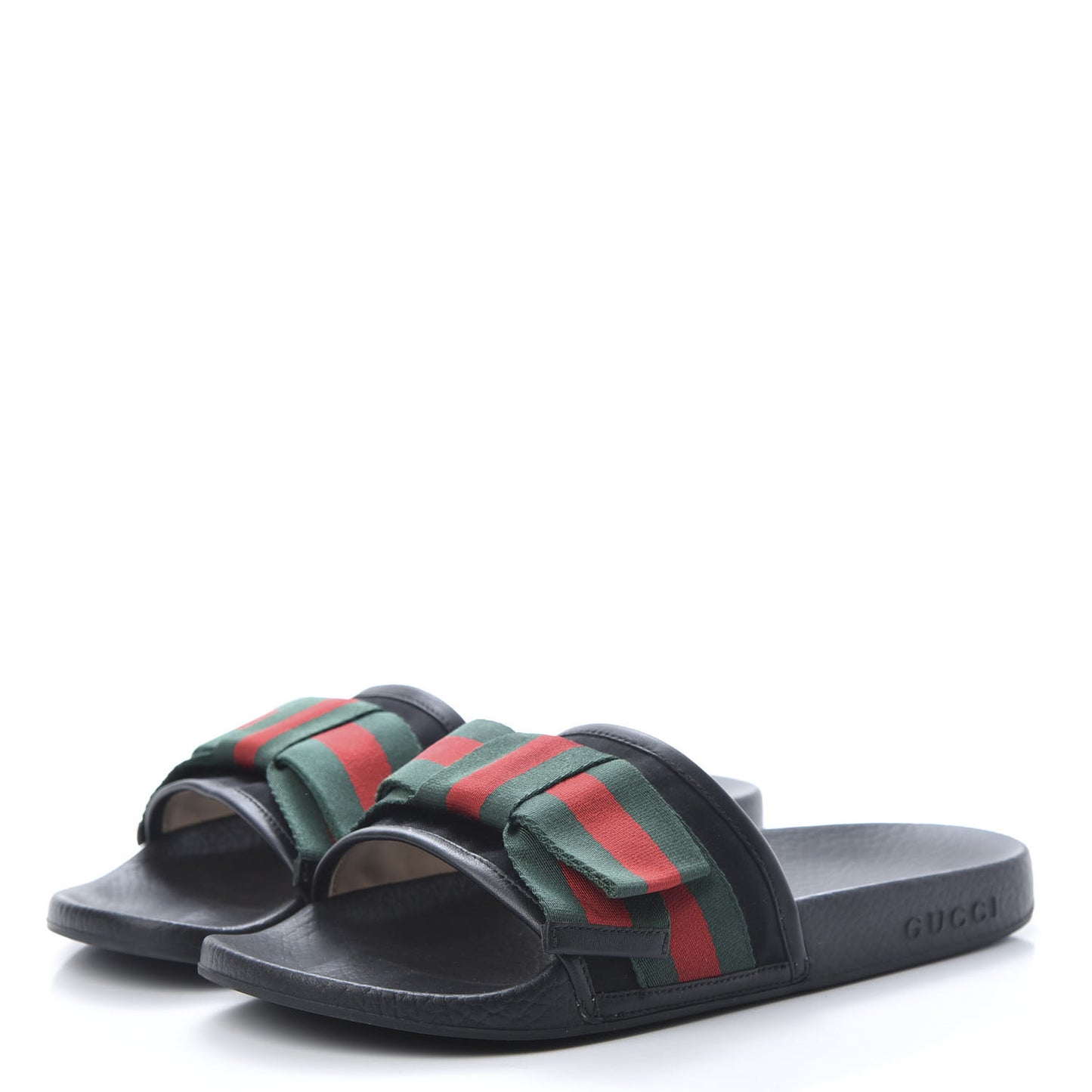Satin Web Bow Slide Sandals 40 Black