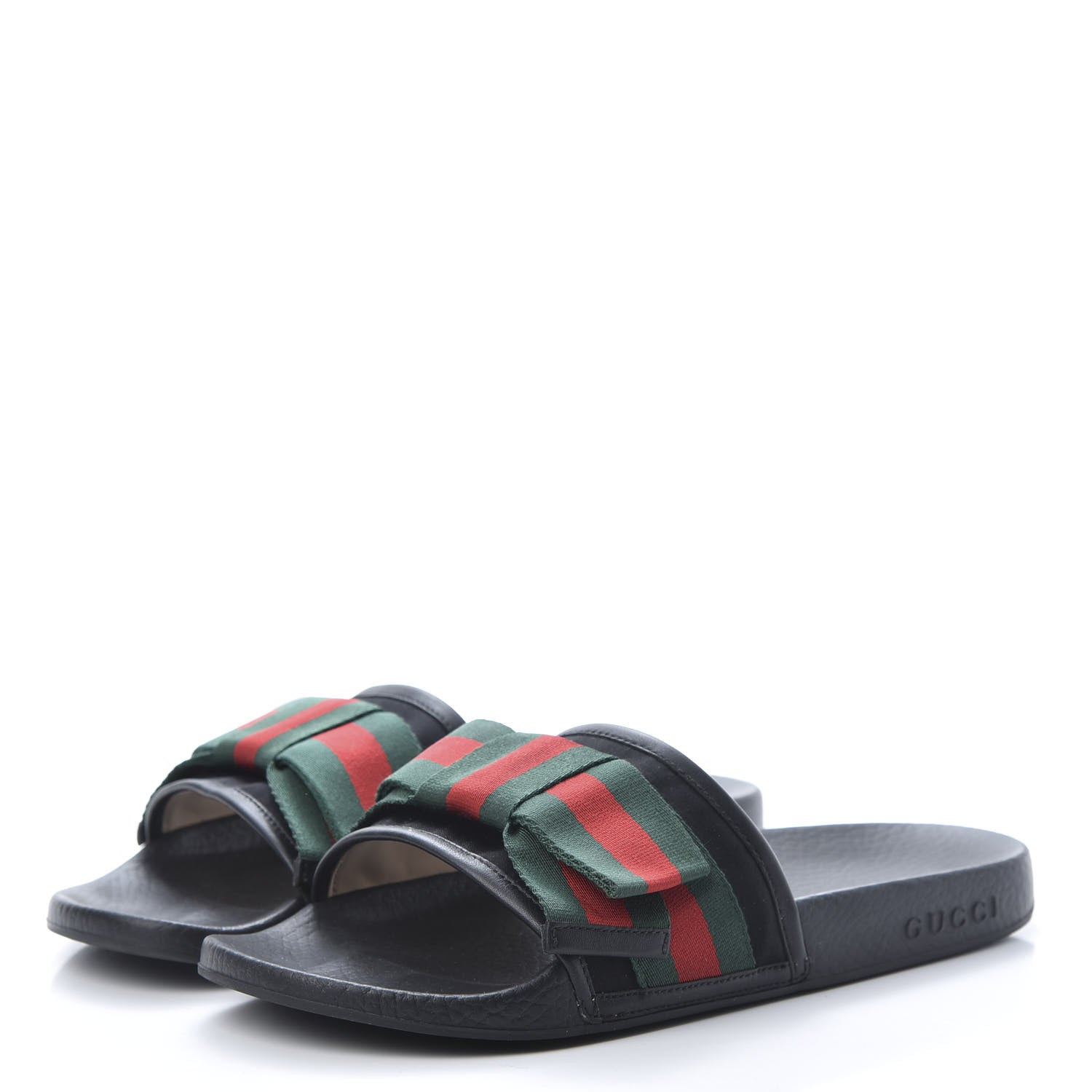 Gucci Satin Web Bow Slide Sandals 40 Black 3 of 9