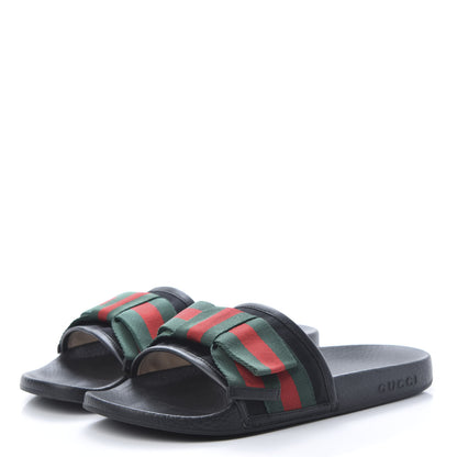 Gucci Satin Web Bow Slide Sandals 40 Black 3 of 9