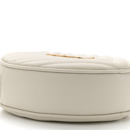 Saint Laurent Grain De Poudre Matelasse Chevron Quilted Round Vinyle Camera Bag Crema Soft 9 of 10