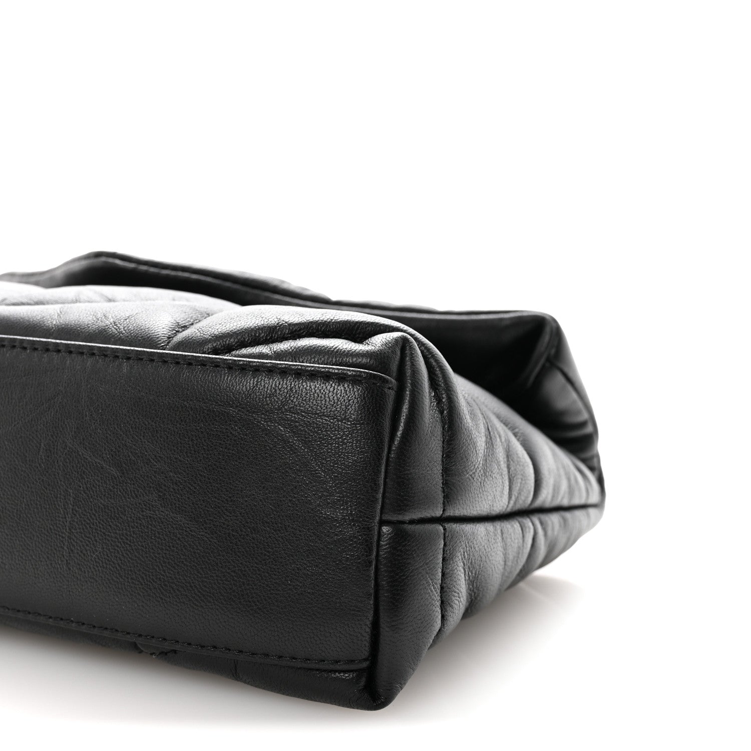 Saint Laurent Calfskin Quilted Toy Loulou Puffer Monogram Monochrome Chain Satchel Black 9 of 10
