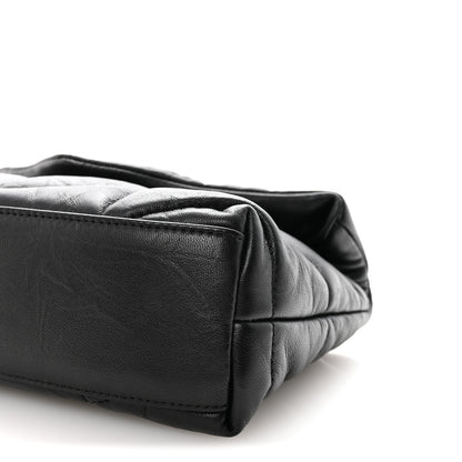 Saint Laurent Calfskin Quilted Toy Loulou Puffer Monogram Monochrome Chain Satchel Black 9 of 10