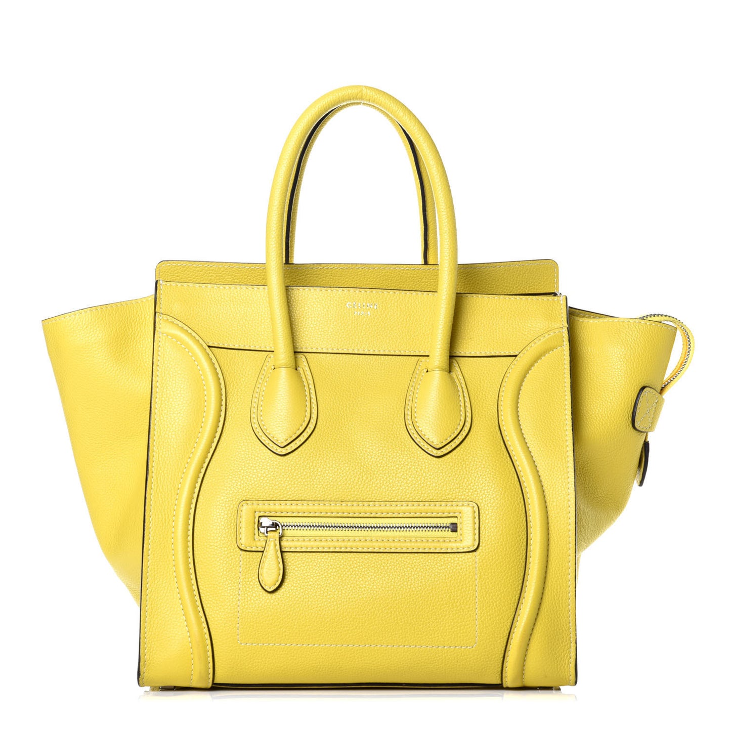 Drummed Calfskin Mini Luggage Citron