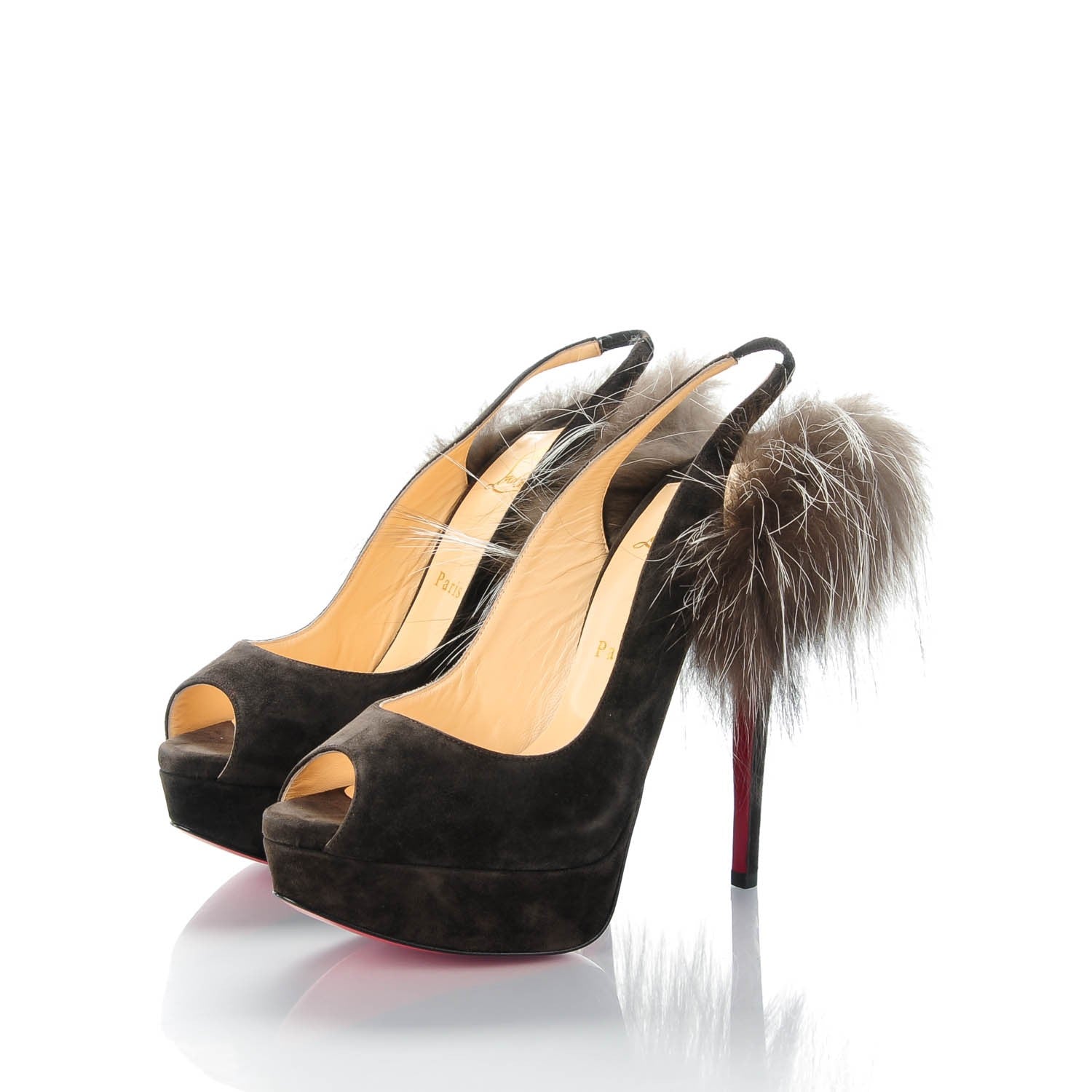 Christian Louboutin Suede Royal Fox Lady Fur 150 Pumps 39.5 Africa Argente 3 of 6