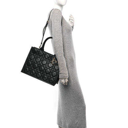 Christian Dior Calfskin Macro Cannage Medium Book Tote Black 2 of 12