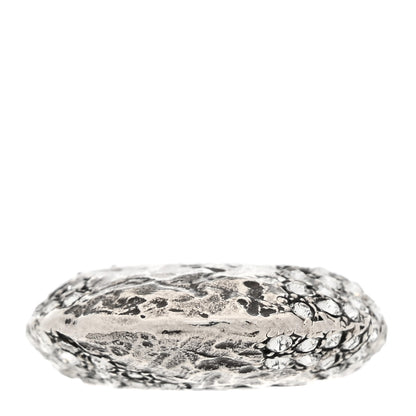 Saint Laurent Crystal Bague Oeuf Arty Band Ring 53 6.5 Silver 1 of 5