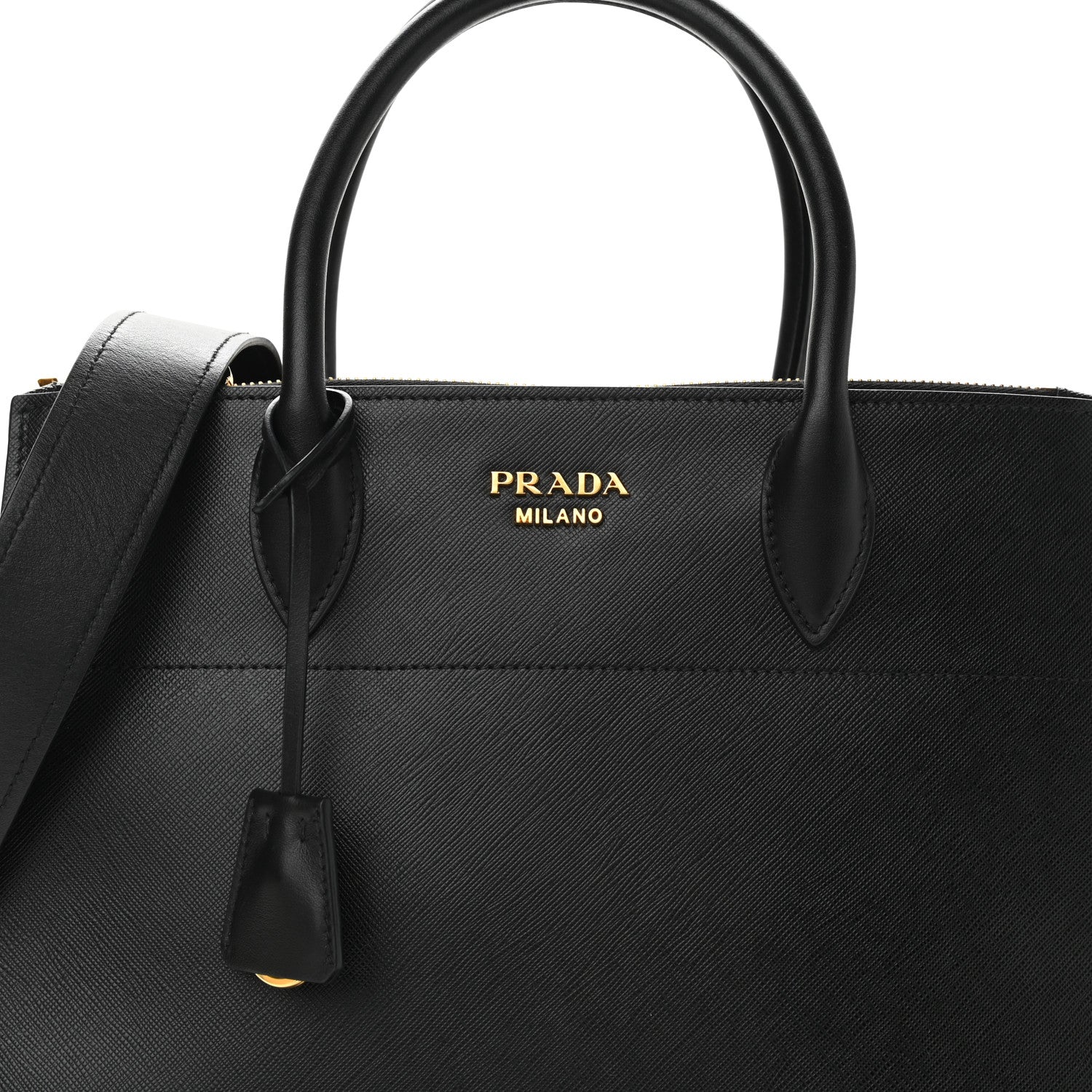 Prada Saffiano City Calfskin Greche Paradigme Bag Black 7 of 10