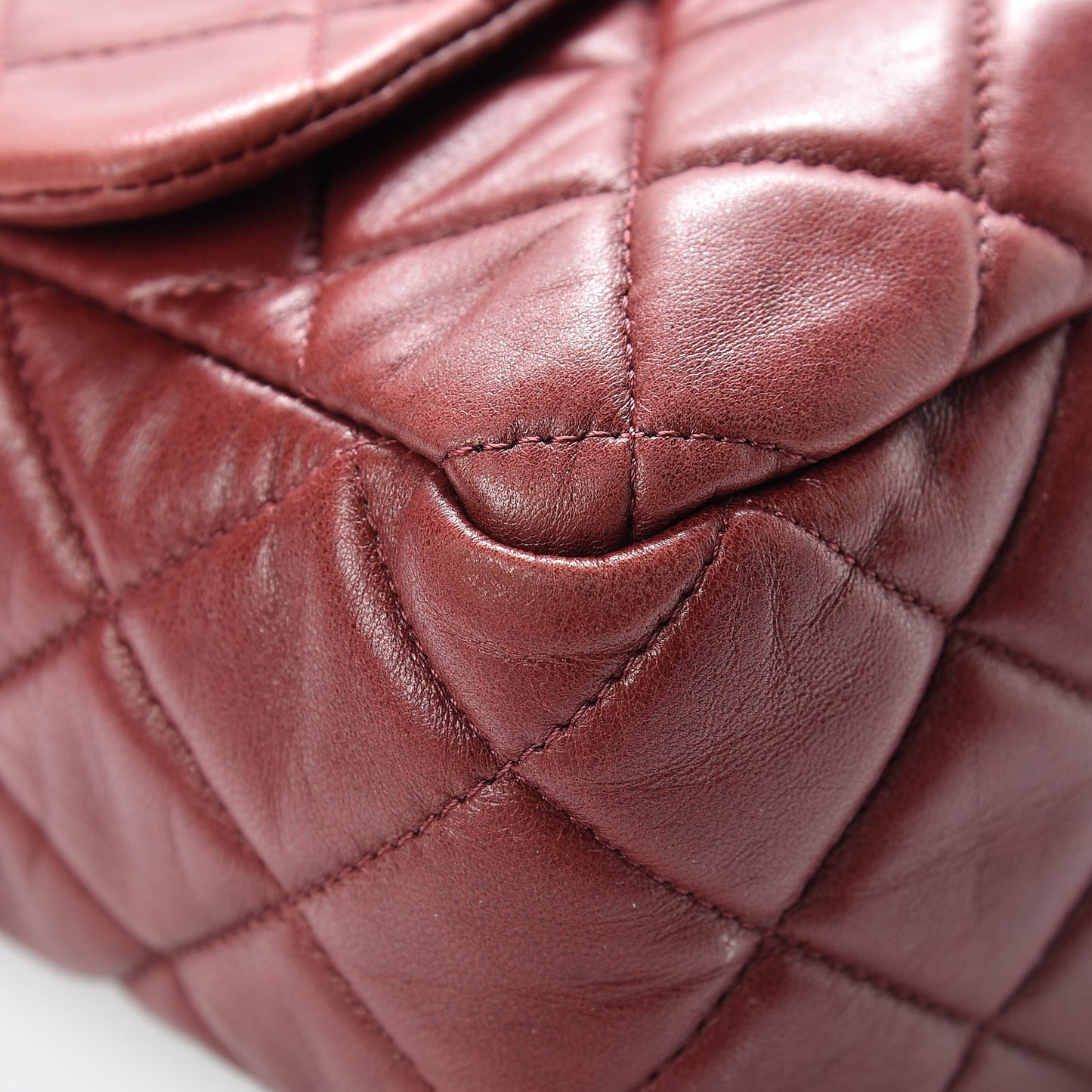 Lambskin Quilted Jumbo Single Flap Dark Red