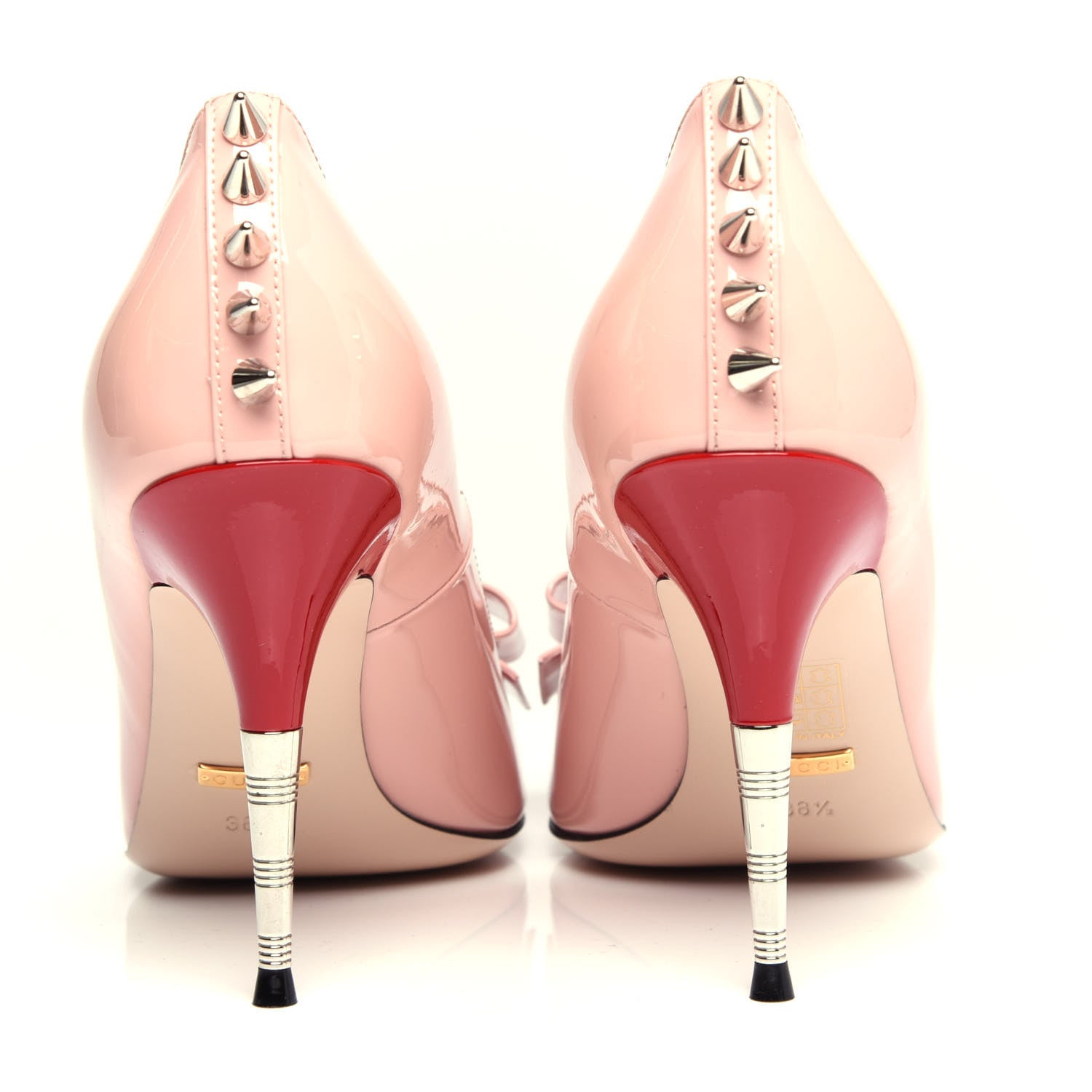 Gucci Patent GG Bow Sadie Spike High Heel Pumps 38.5 Perfect Pink 7 of 11