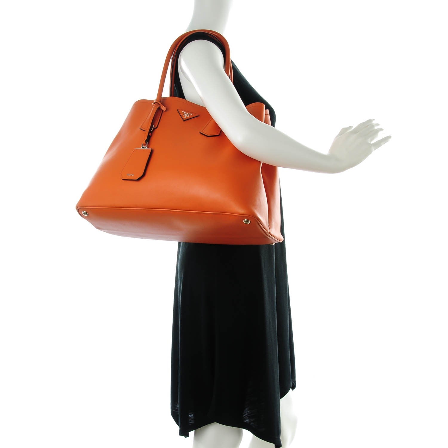 Prada City Calf Double Bag Papaya 2 of 7