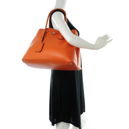 Prada City Calf Double Bag Papaya 2 of 7