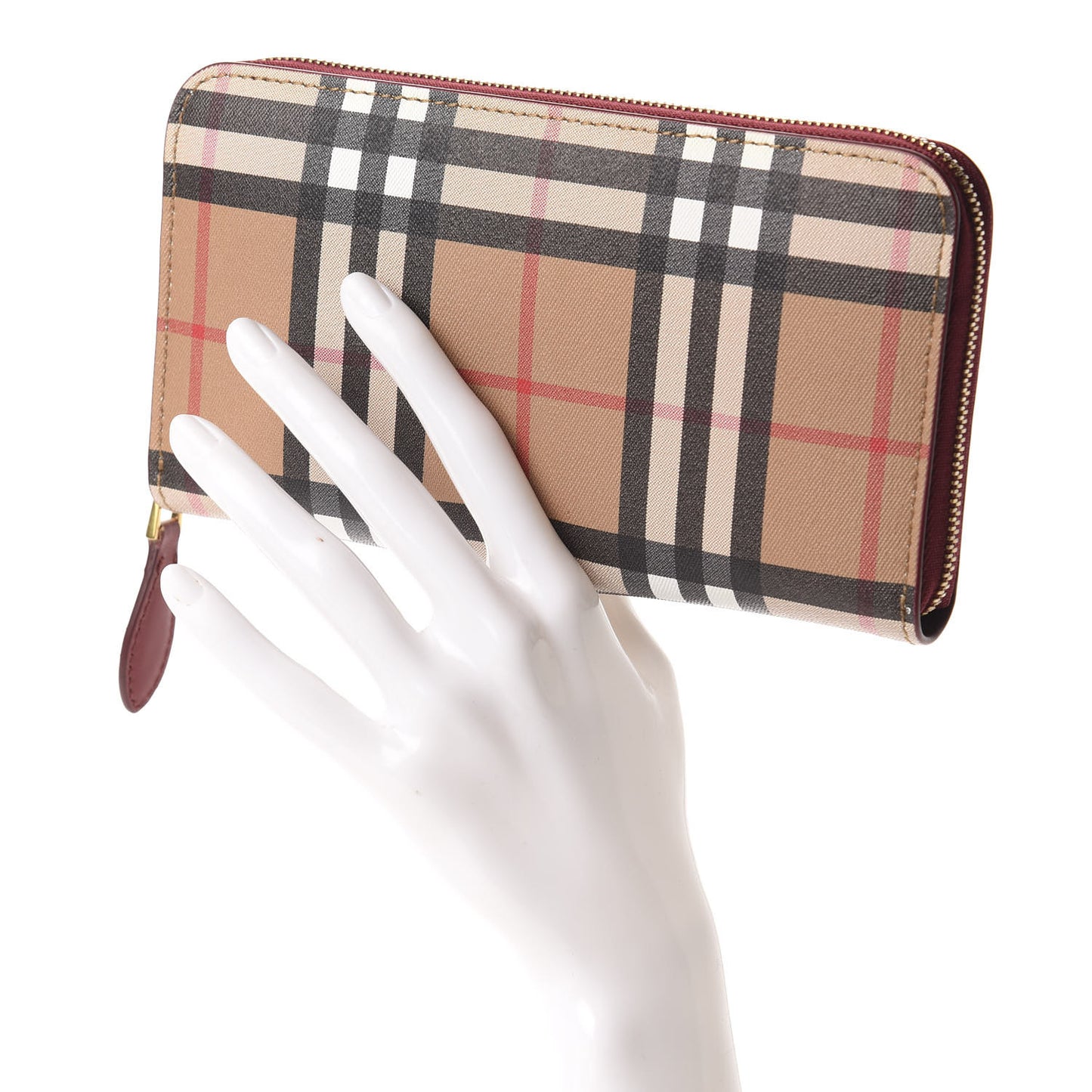 Vintage Check Elmore Zip Around Wallet Crimson