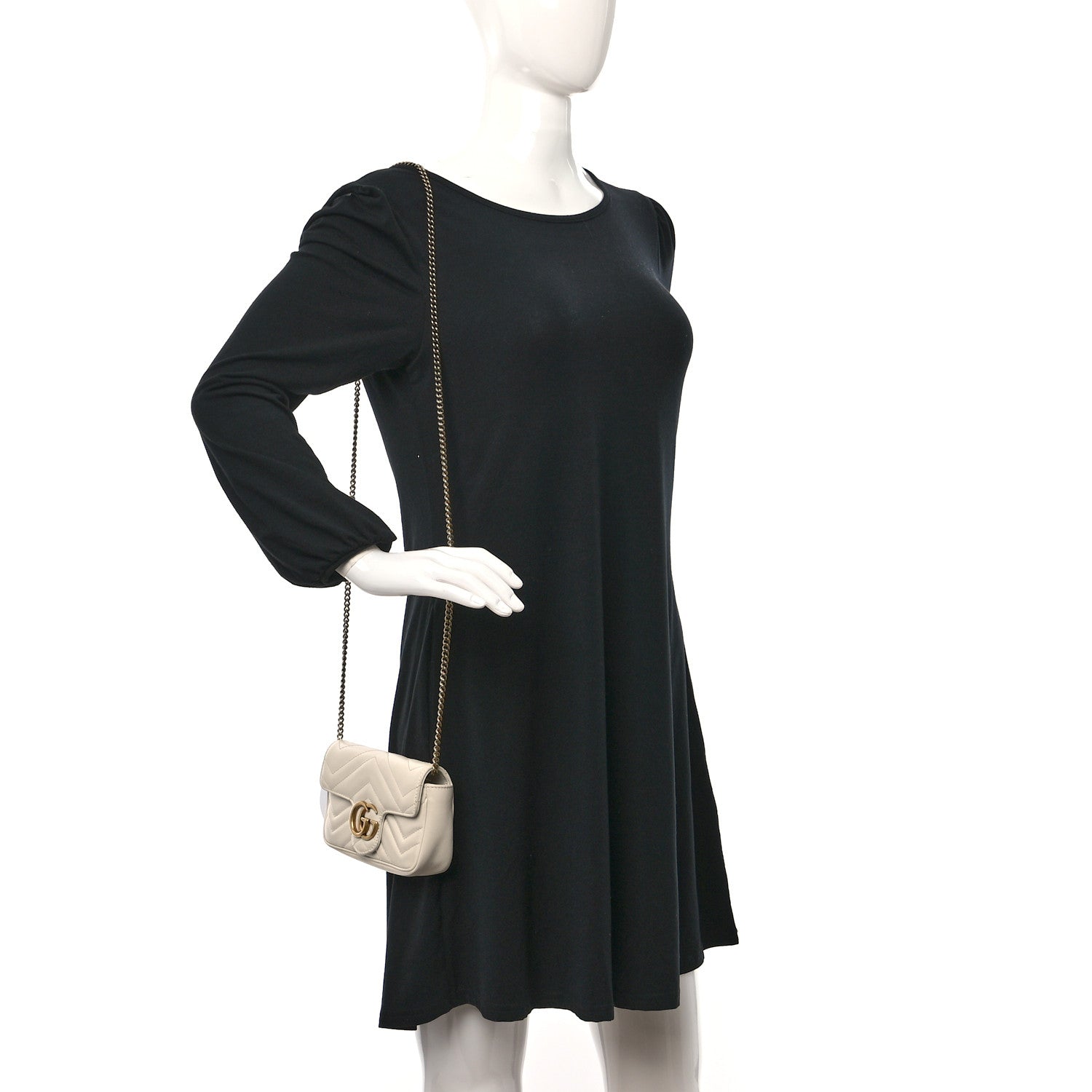 Gucci Calfskin Matelasse Super Mini GG Marmont Shoulder Bag White 2 of 10