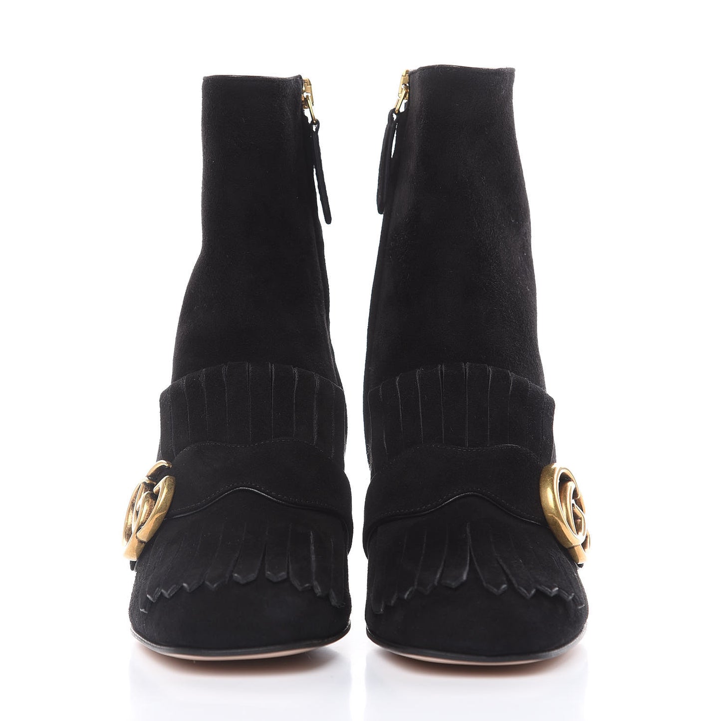 Kid Scamosciato GG Marmont Fringe 75mm Ankle Boots 35 Black