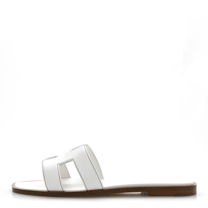 Hermes Box Calfskin Oran Sandals 36.5 White 1 of 10