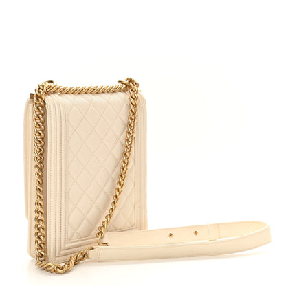 Chanel Caviar Quilted North South Boy Flap White 3 of 9