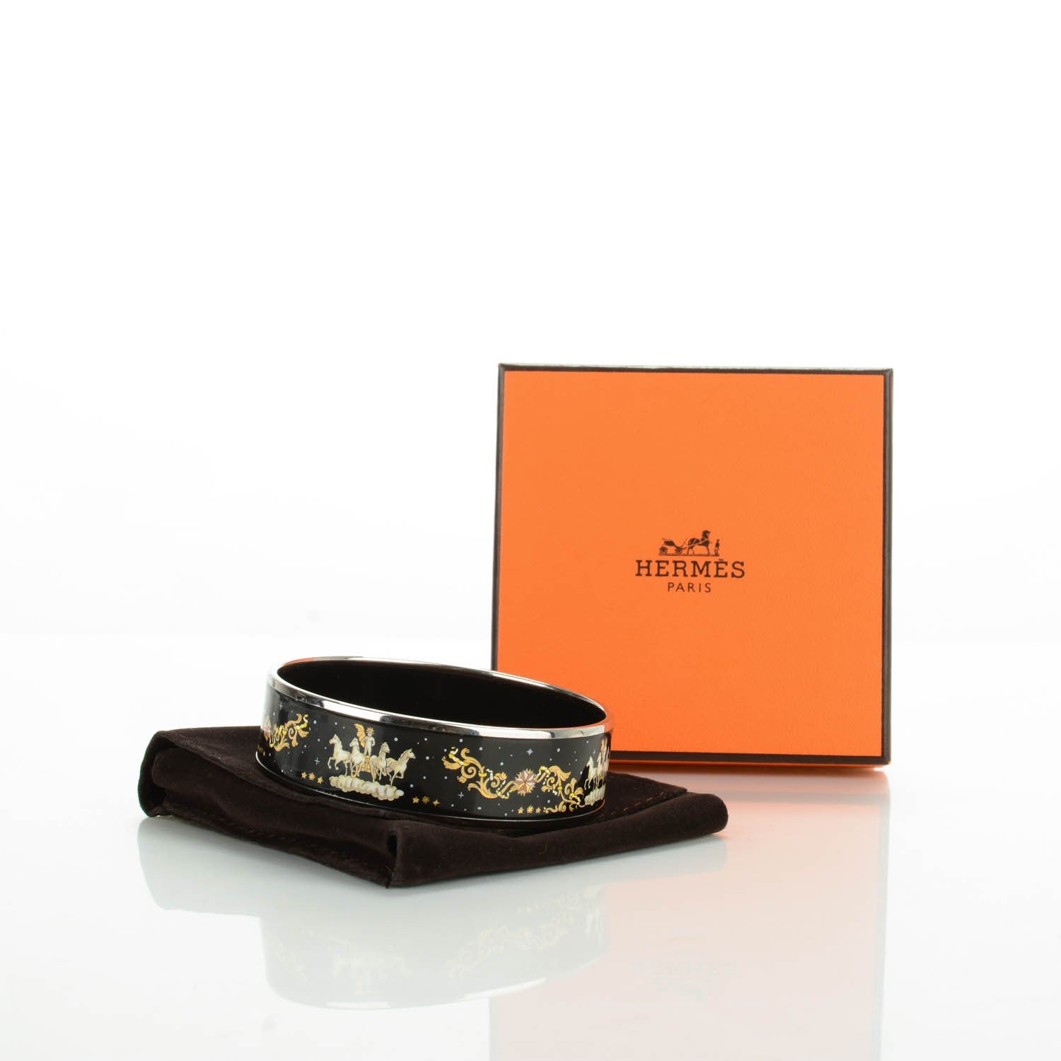 Hermes Enamel Printed Wide Cosmos Bracelet 70 Black 6 of 6