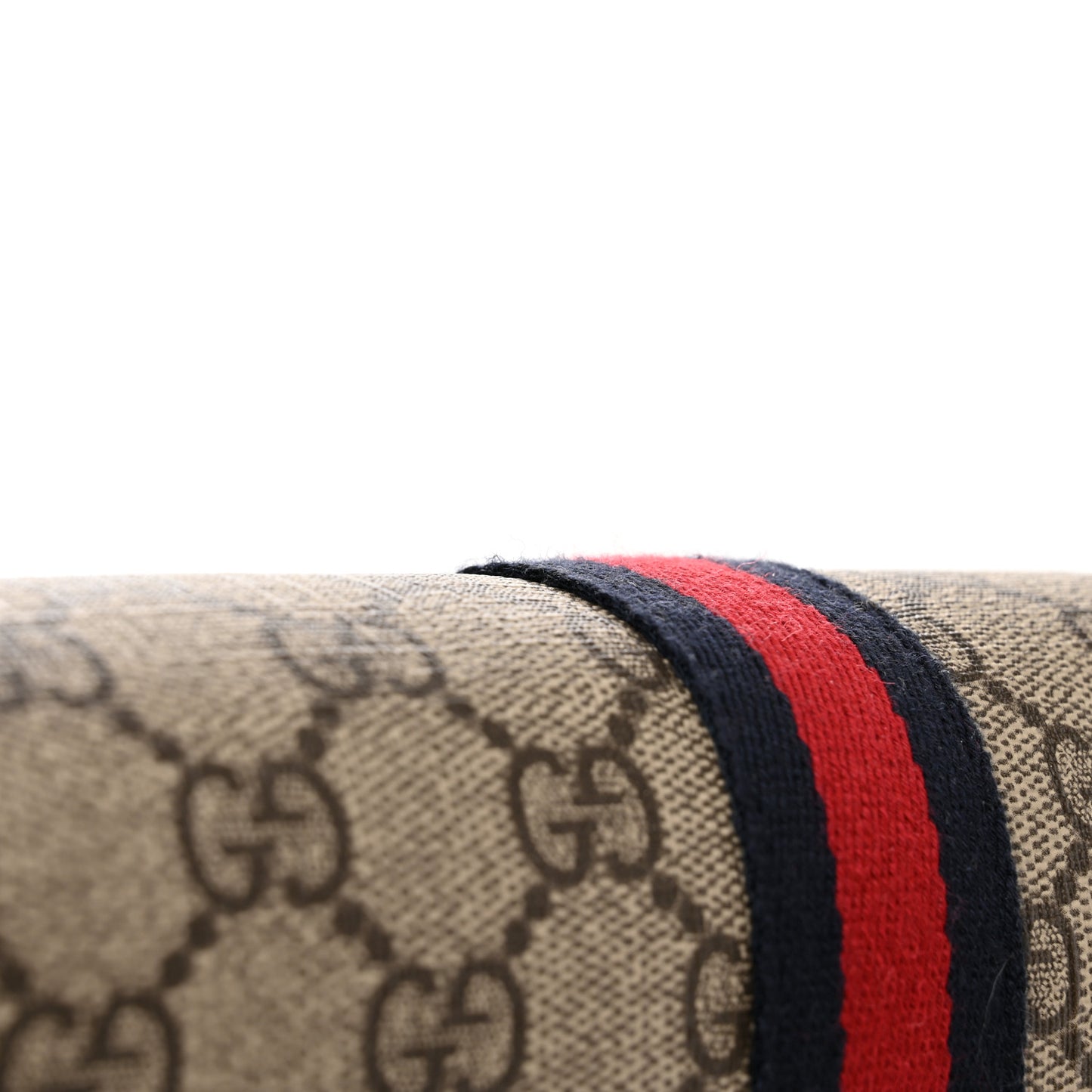 GG Supreme Monogram Textured Calfskin Web Mini Ophidia Shoulder Bag Beige Ebony Mystic White