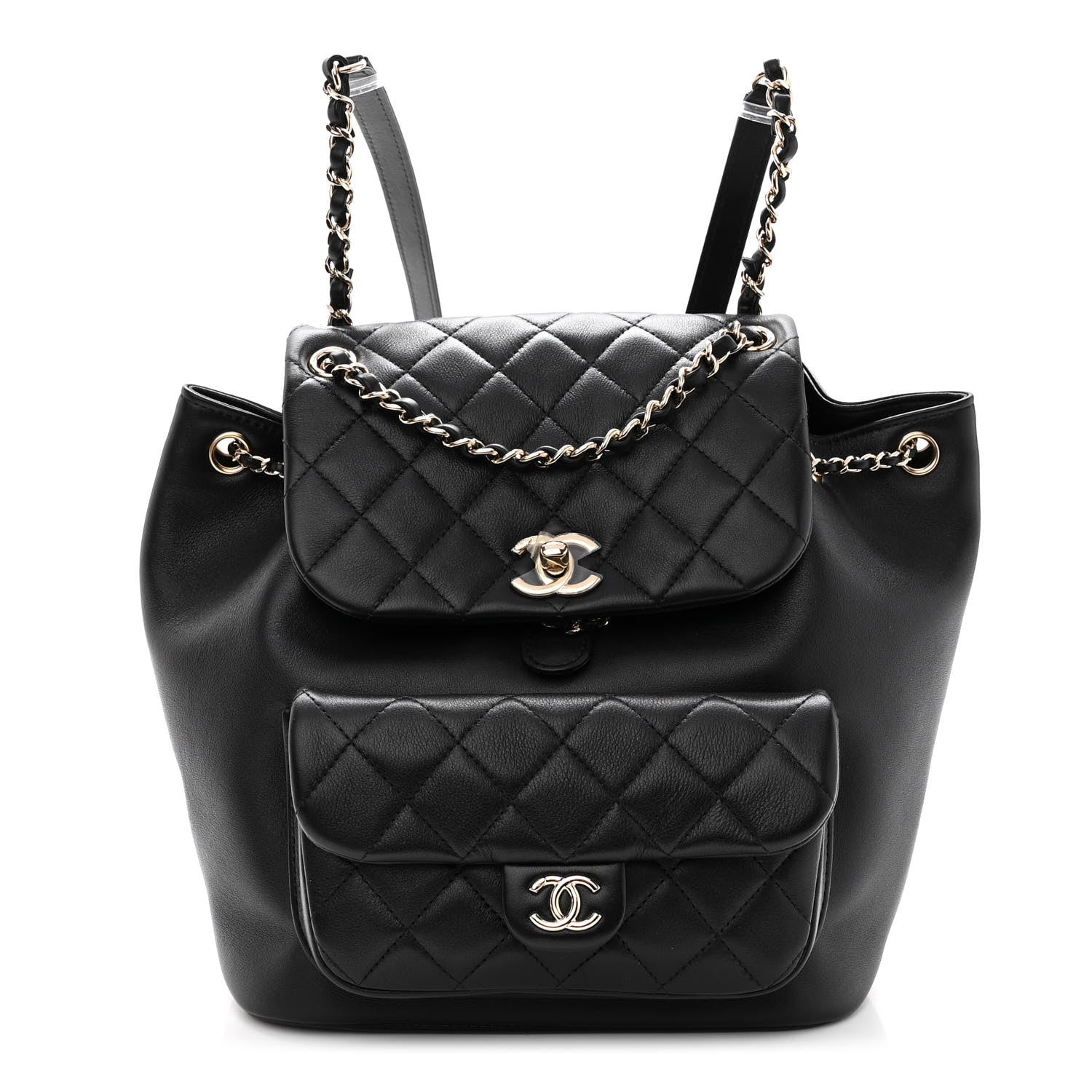 Chanel Lambskin Quilted Large Duma Drawstring Backpack Black 1 of 10