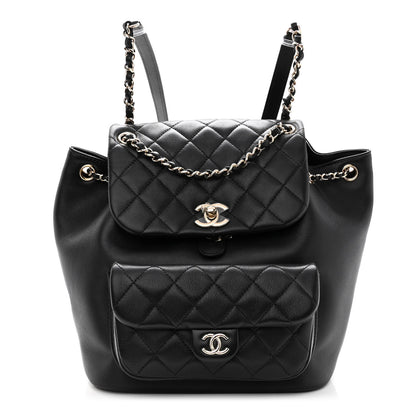Chanel Lambskin Quilted Large Duma Drawstring Backpack Black 1 of 10