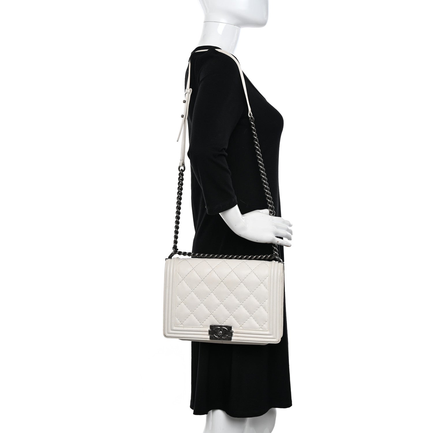 Chanel Calfskin Double Stitch New Medium Boy Flap White 2 of 20